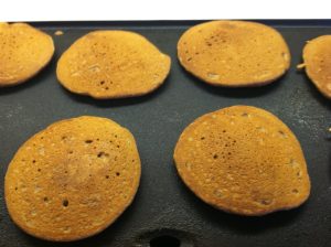 Wheat pancakes flipped over