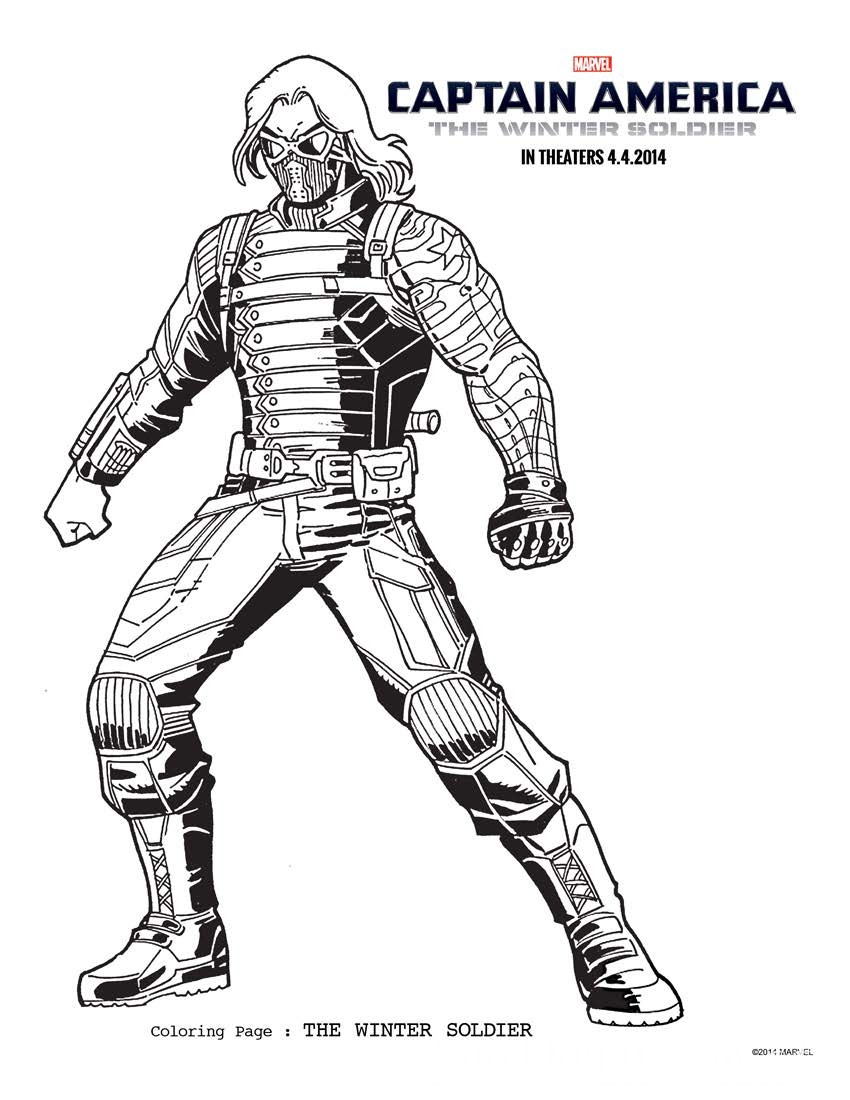 Captain America Winter Soldier Free Printable Coloring Sheets