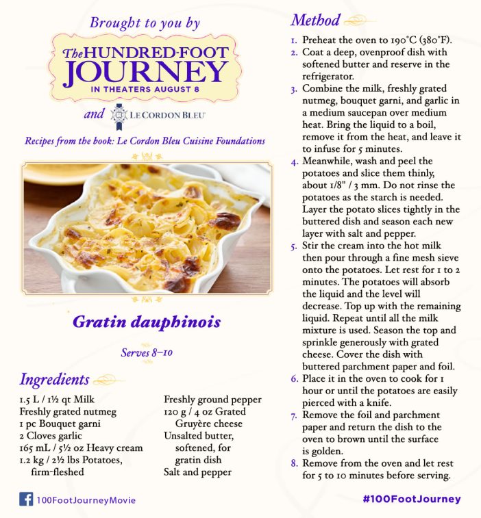 The Hundred Foot Journey gratin potatoes recipe