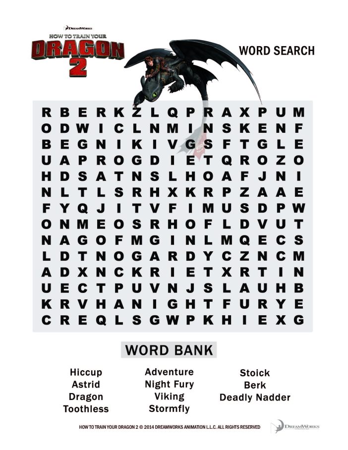 How to train your dragon 2 toothless wordsearch