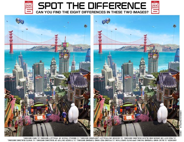 big hero 6 printables spot the difference