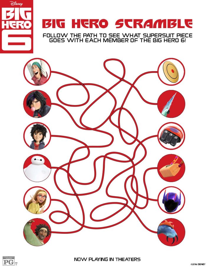 Big Hero 6 coloring pages and activity sheet