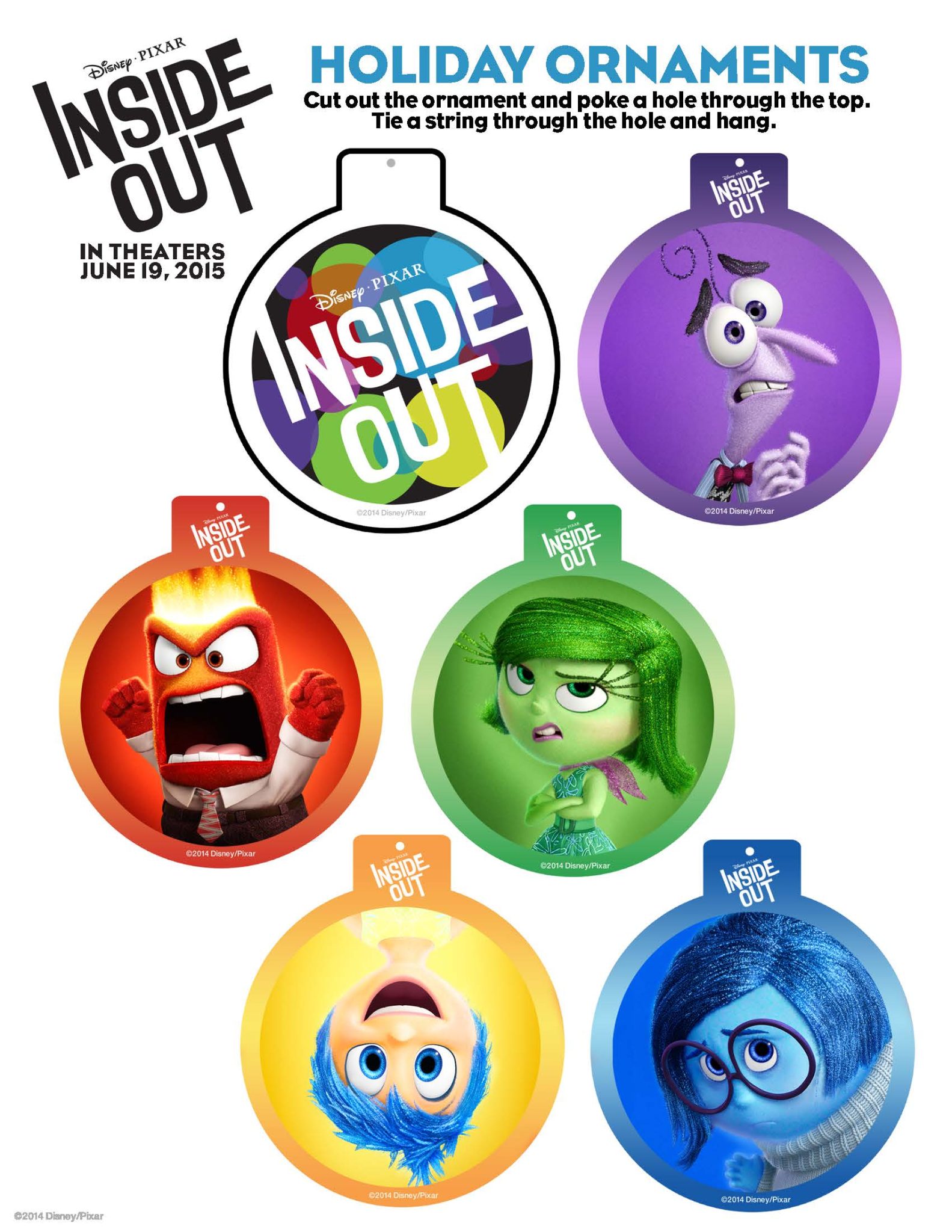 Disney Pixar Inside Out Free Printables