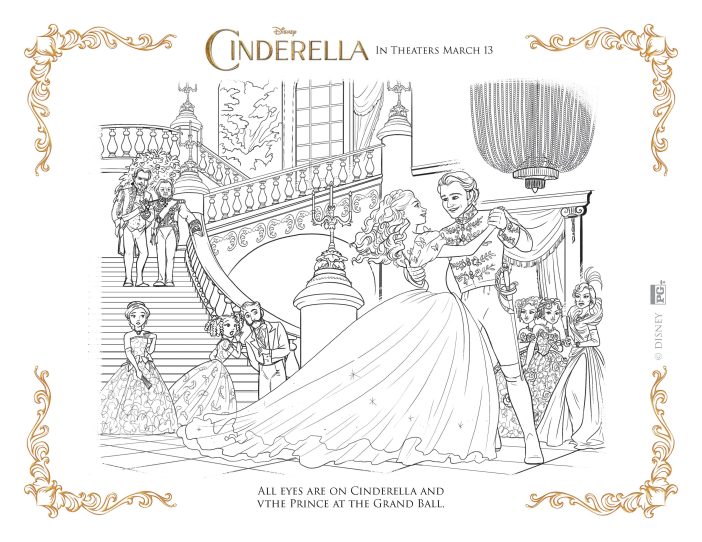 Cinderella coloring pages at the ball