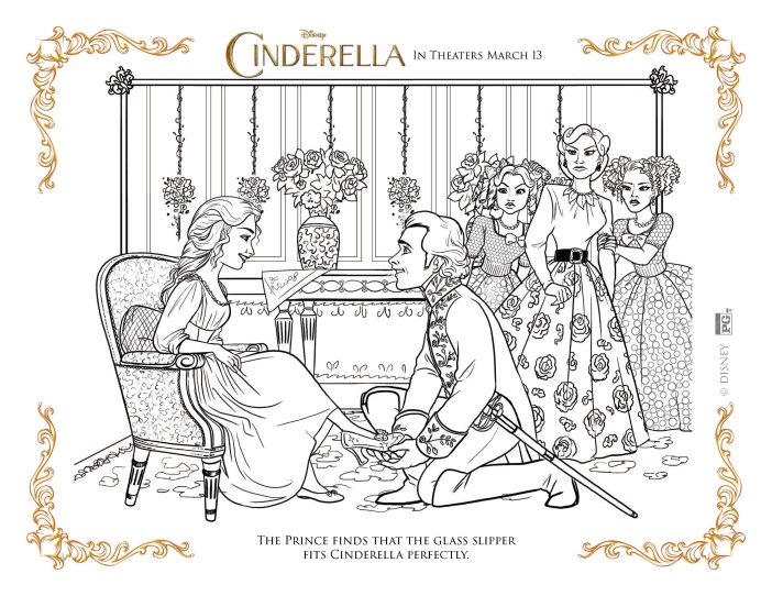 Cinderella coloring pages slipper fits
