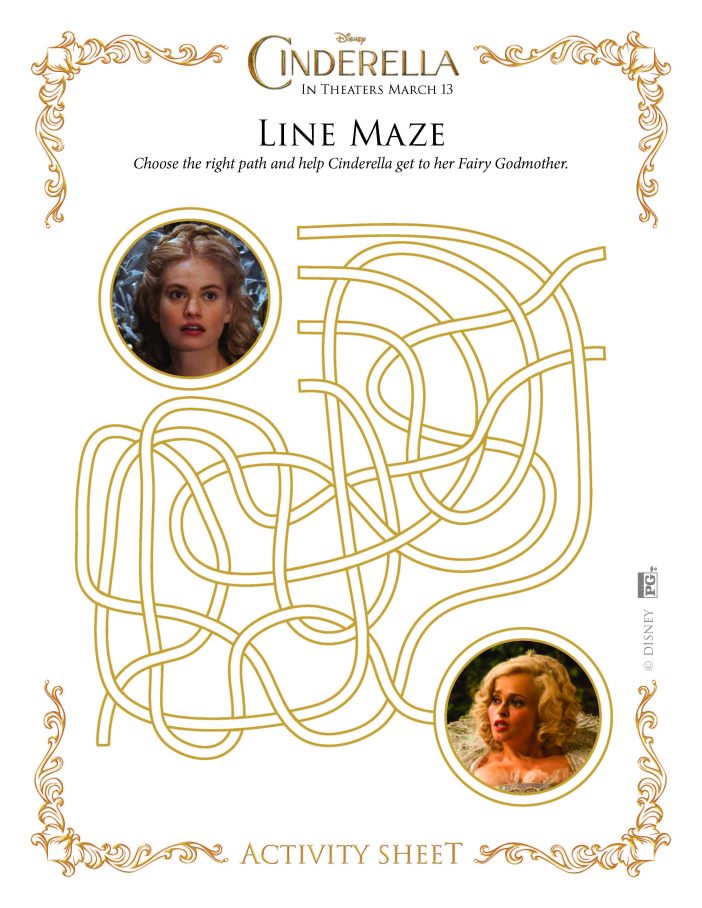 Cinderella printable line maze