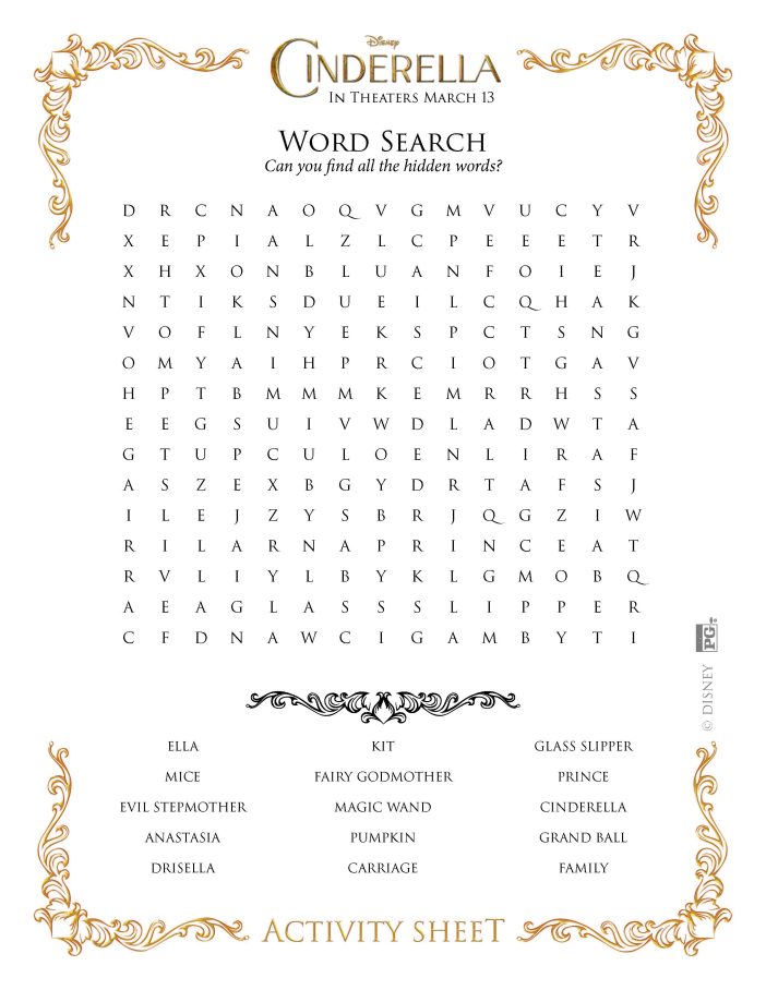 Cinderella printable word search