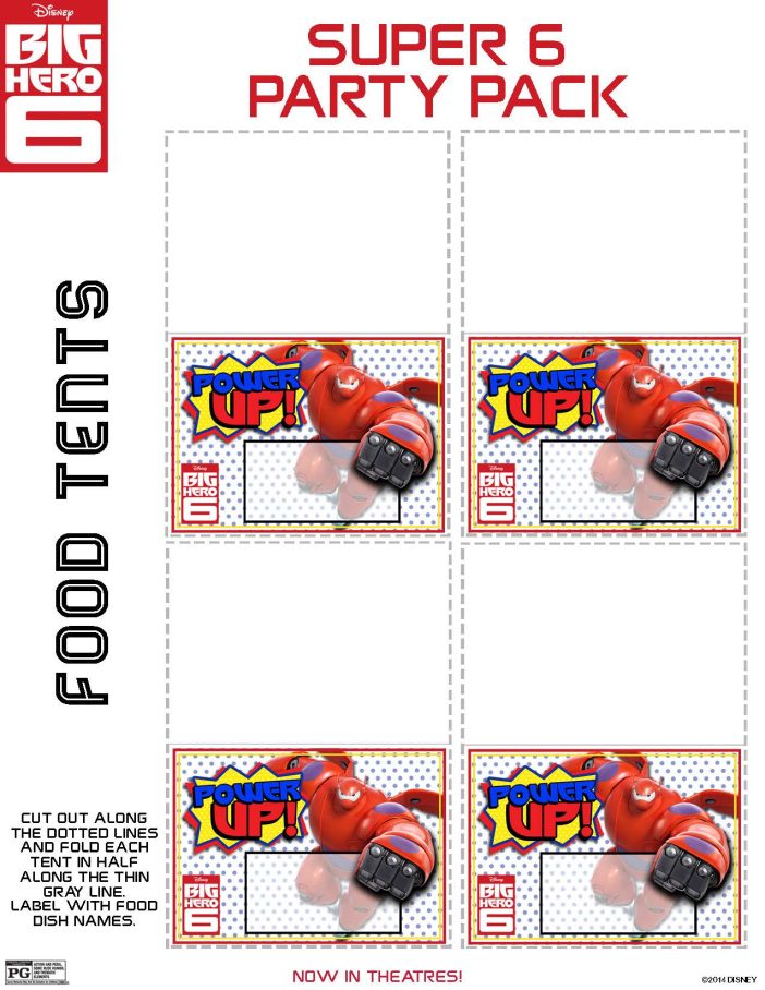 Big Hero 6 Printable tent cards