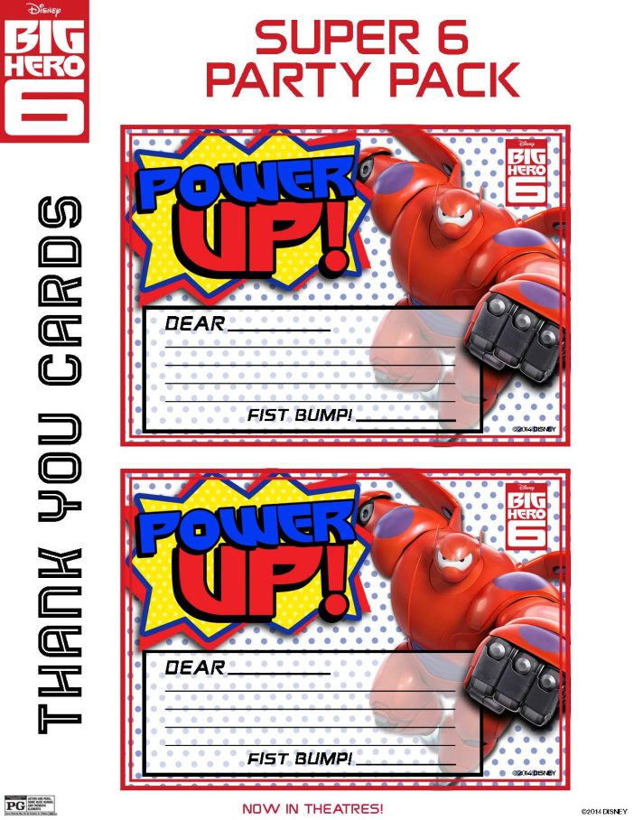 Big Hero 6 Printable thank you cards