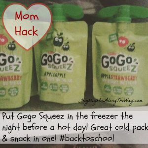 Freeze Gogo Squeez in the freezer