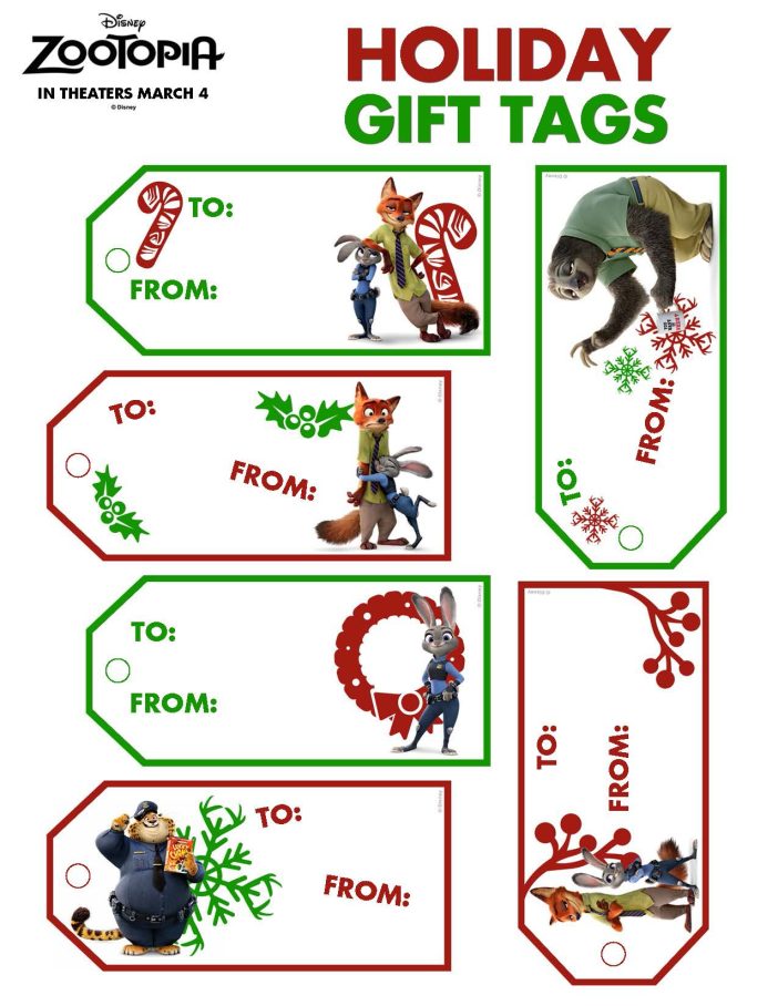 Zootopia gift tags