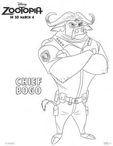 Zootopia coloring sheet chief bogo