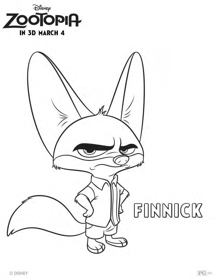 Zootopia coloring sheet fennick