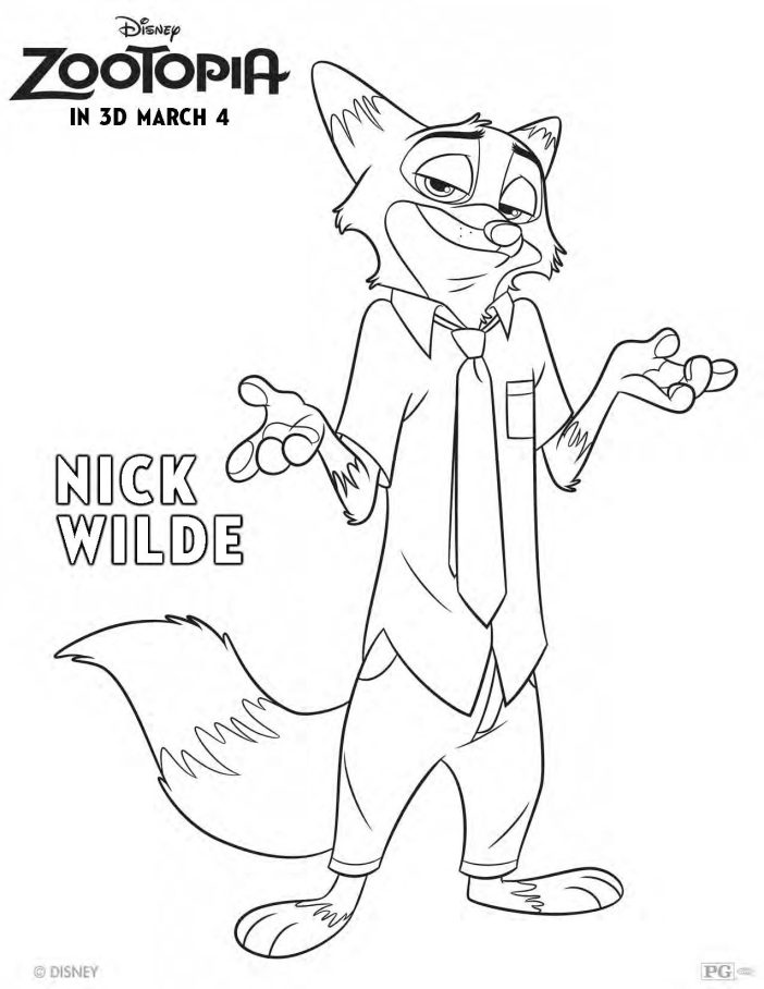 Zootopia coloring sheet nick wilde