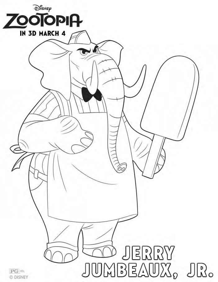 Zootopia coloring sheets jerry jumbeaux jr