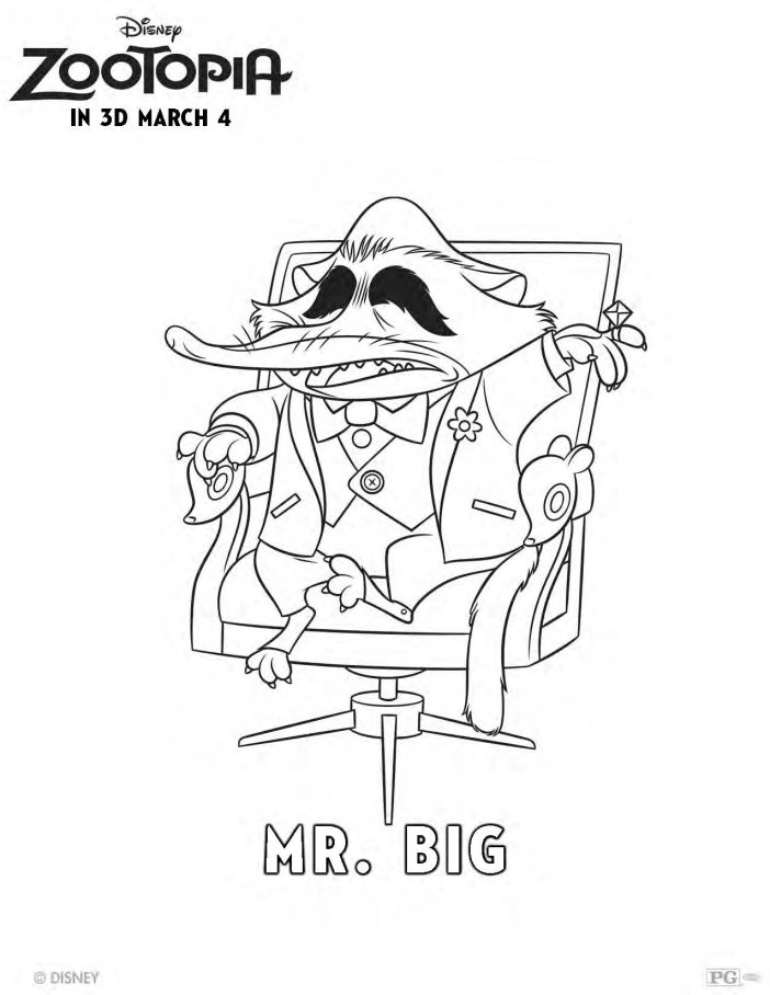 Zootopia coloring sheets mr big