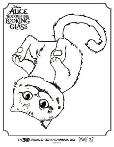 Alice Through The Looking Glass Cheshire cat coloring sheet