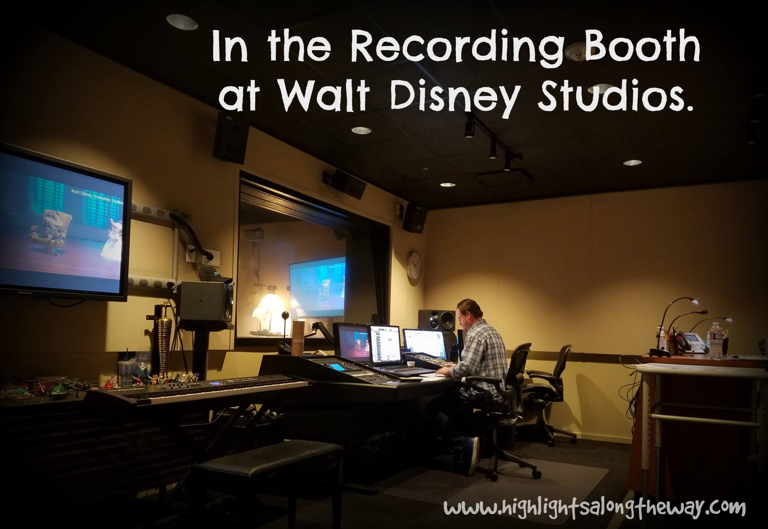In the Recording booth at Walt Disney Studios