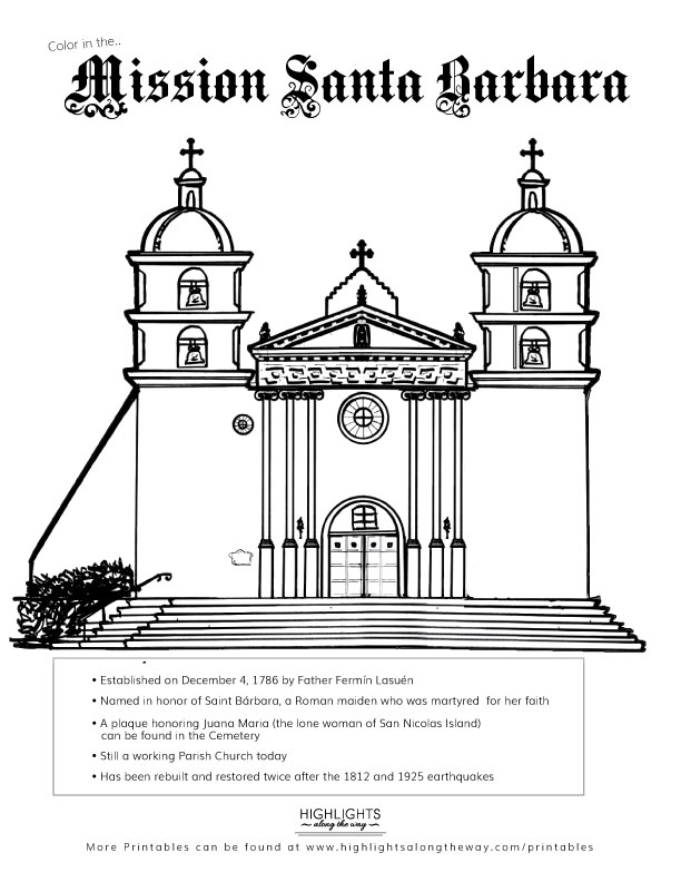 Mission Santa Barbara Free Activity Sheet and tour