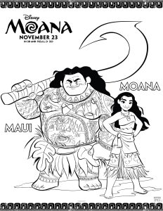 Disney Moana & Maui coloring sheetmaui
