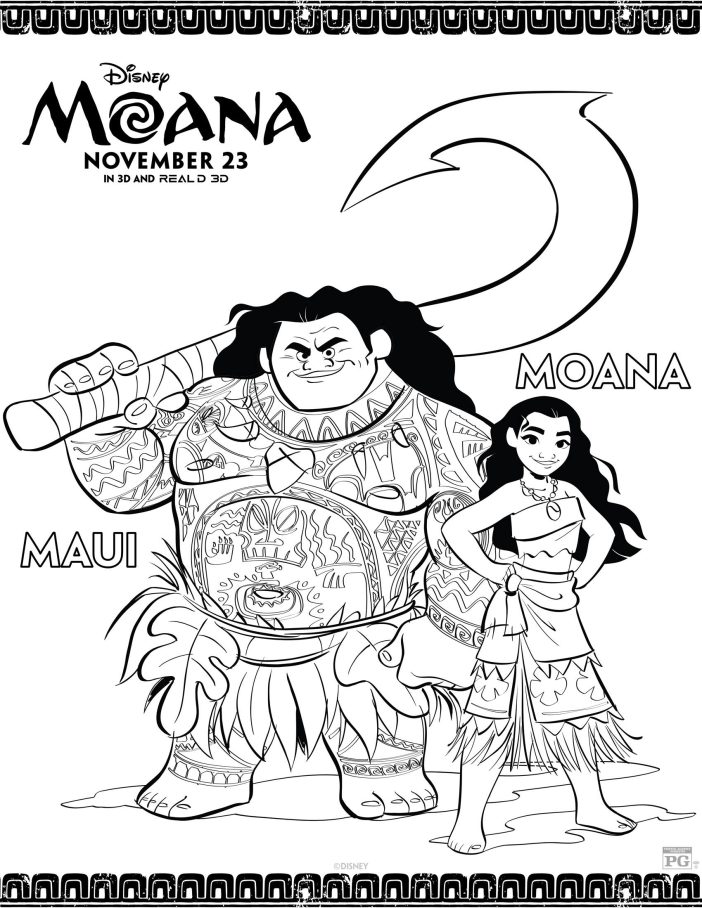 Disney Moana coloring pages & Maui coloring pages