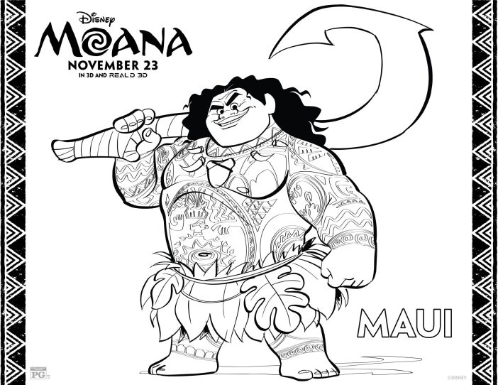 Moana coloring pages, Maui coloring