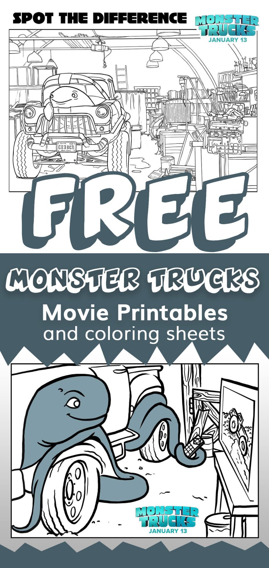 New Previews for Monster Trucks and Free Printable Activity Sheets