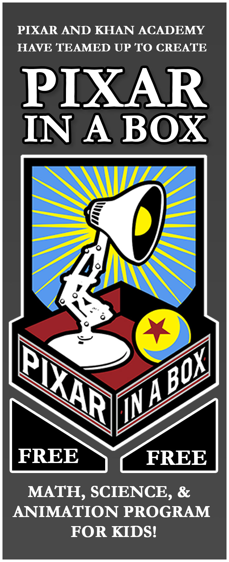 Pixar in a Box, free, online educational program for kids created by Pixar