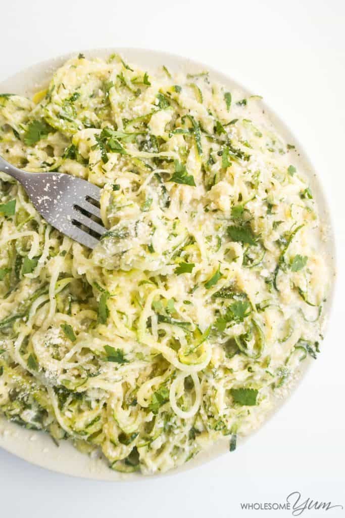 Zucchini Noodles Recipe With Healthy Alfredo Sauce (Zucchini Alfredo)