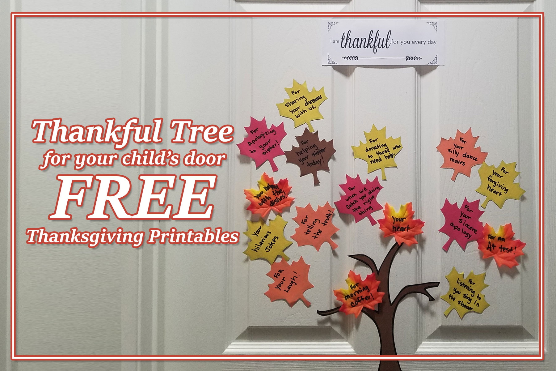 Free Thanksgiving printables individual Thankful Tree kit