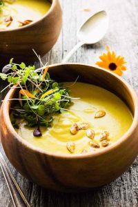 Curried Acorn Squash Cream Soup with Coconut Milk