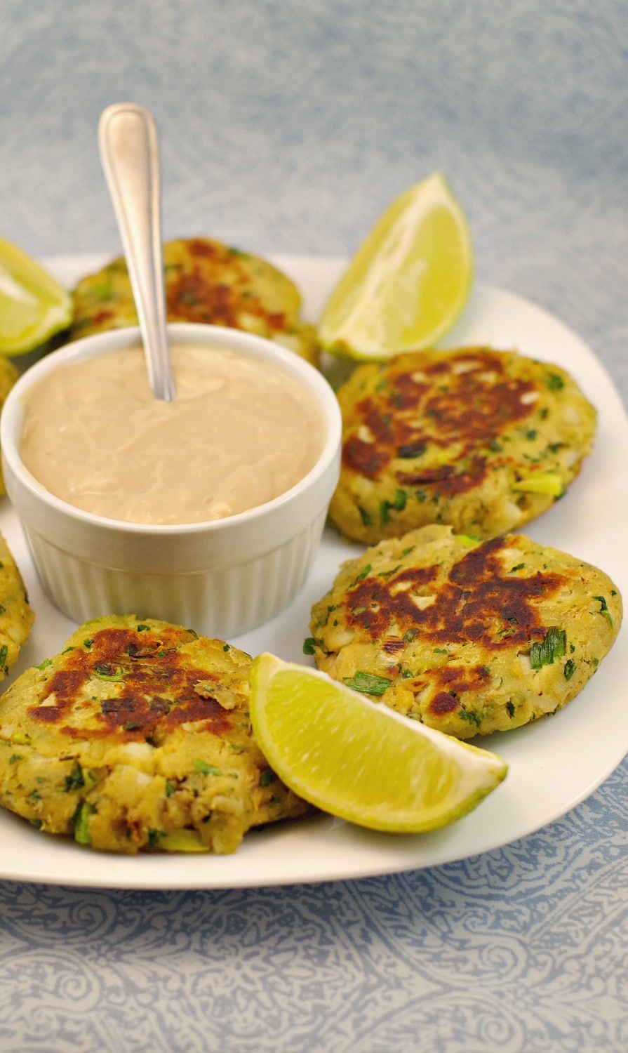 Asian Pan Fried Salmon Patties with Creamy Ginger Lime sauce