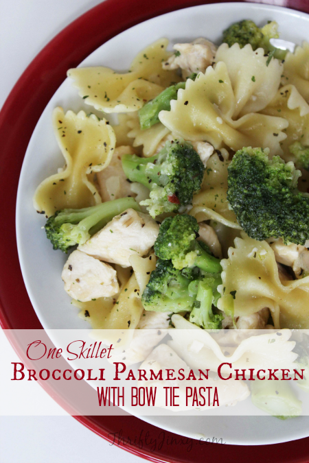 Skillet Broccoli Parmesan Chicken with Bow Tie Pasta Recipe
