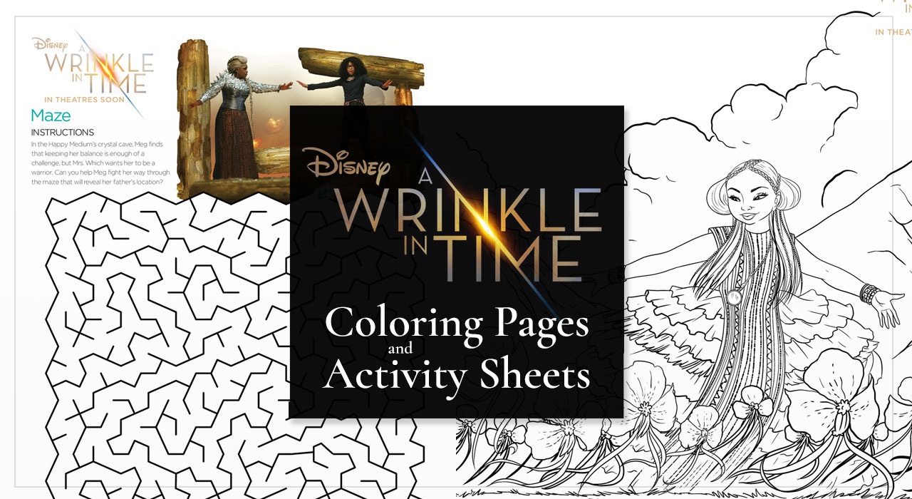FREE Printable A Wrinkle in Time coloring and activity sheets!