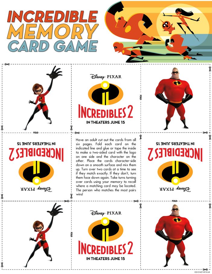 Incredibles 2 memory card game