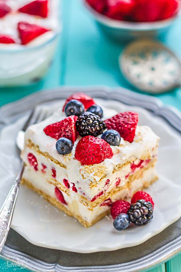 No Bake Mixed Berry Icebox Cake