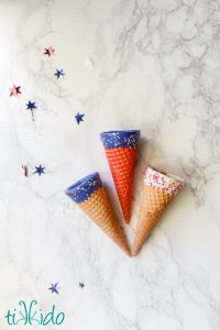 Patriotic Red, White, and Blue Ice Cream Cones