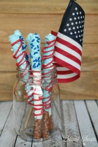 Red, White and Blue Chocolate Dipped Pretzels