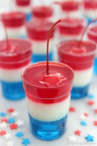 Red, white, and blue 4th of July Firecracker Jell-O Cups