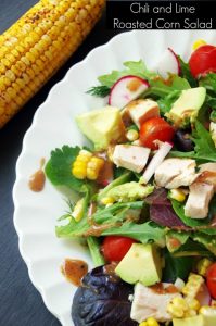 Chili and Lime Roasted Corn Salad with Avocado and Chicken