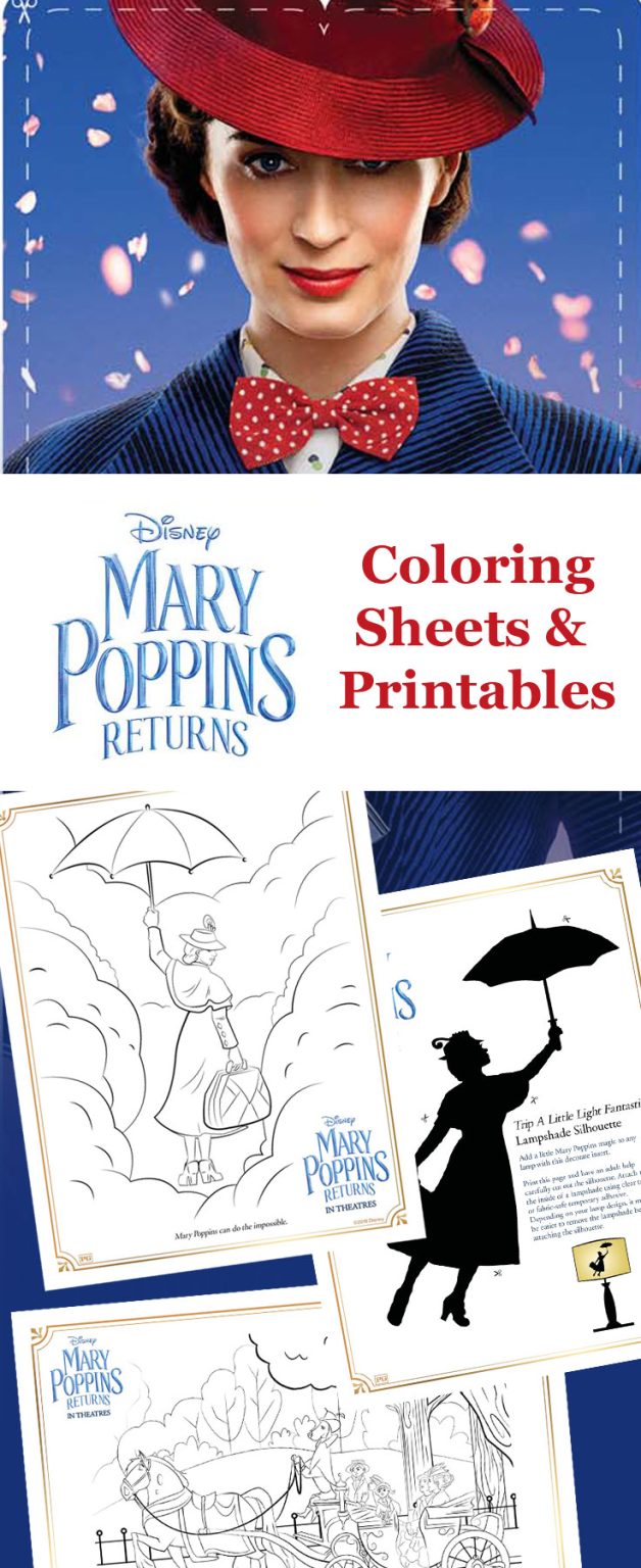 Mary Poppins Returns printable coloring pages and activity sheets.