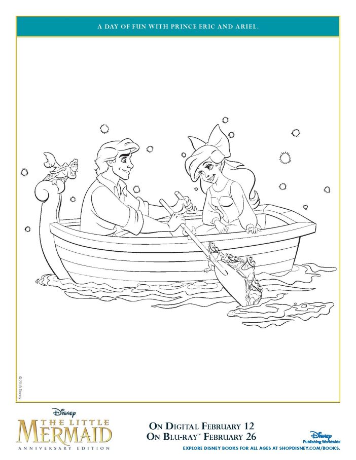 The Little Mermaid coloring page row boat