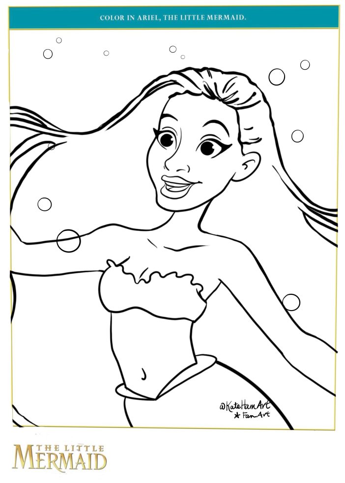 Black Little Mermaid Coloring Page 