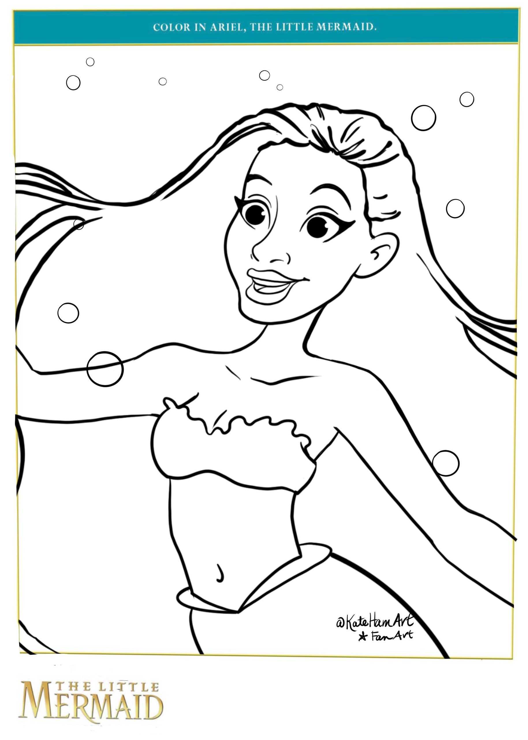 ariel coloring pages for kids printable