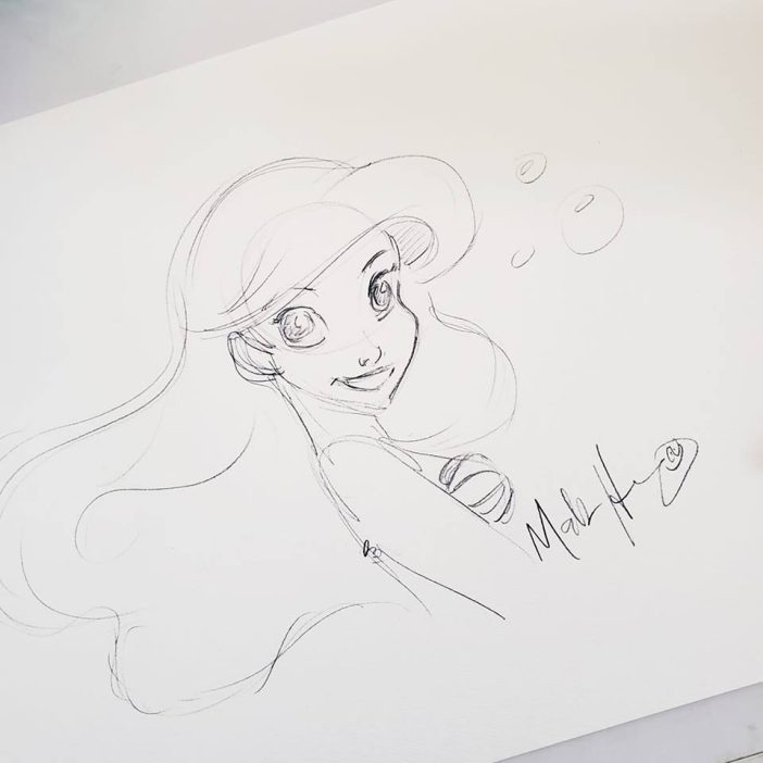 Drawing of Ariel by Disney Animator Mark Henn