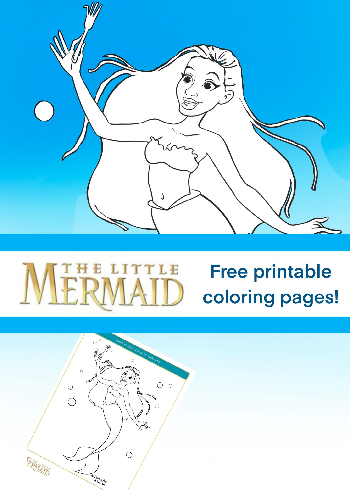 The Little Mermaid Coloring pages Halle Bailey