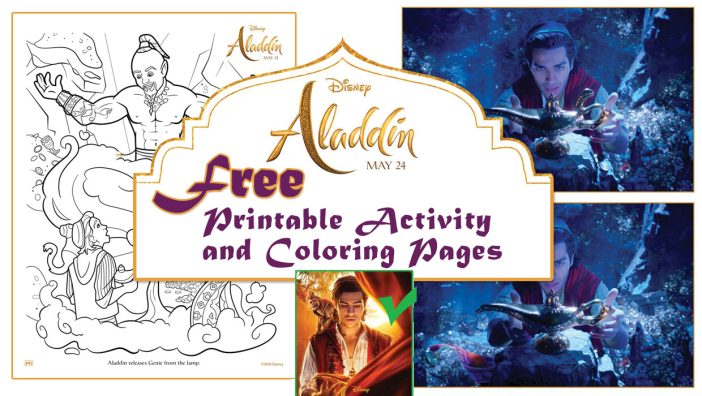 aladdin coloring page and printable activity sheets
