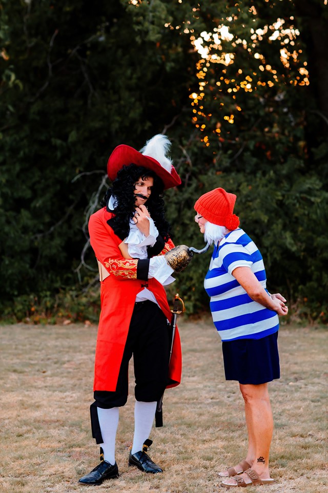 Kids' Disney Peter Pan Captain Hook Red/White Outfit with Hat/Socks/Boot  Covers Halloween Costume, Assorted Sizes