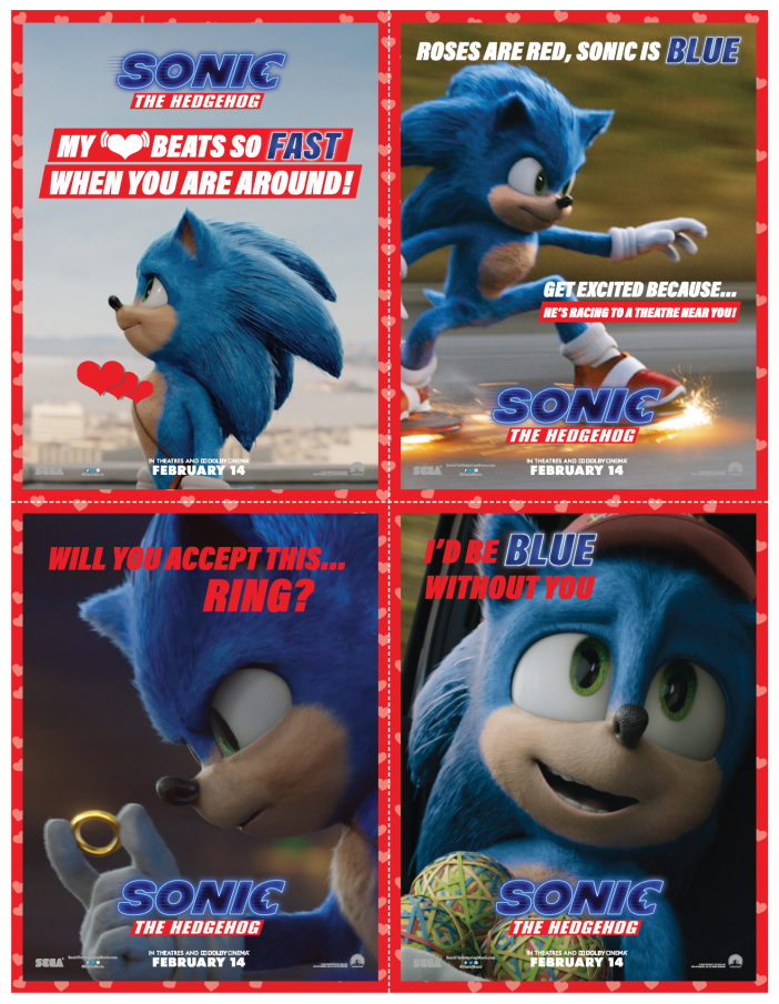 Sonic Valentine's Day printable cards