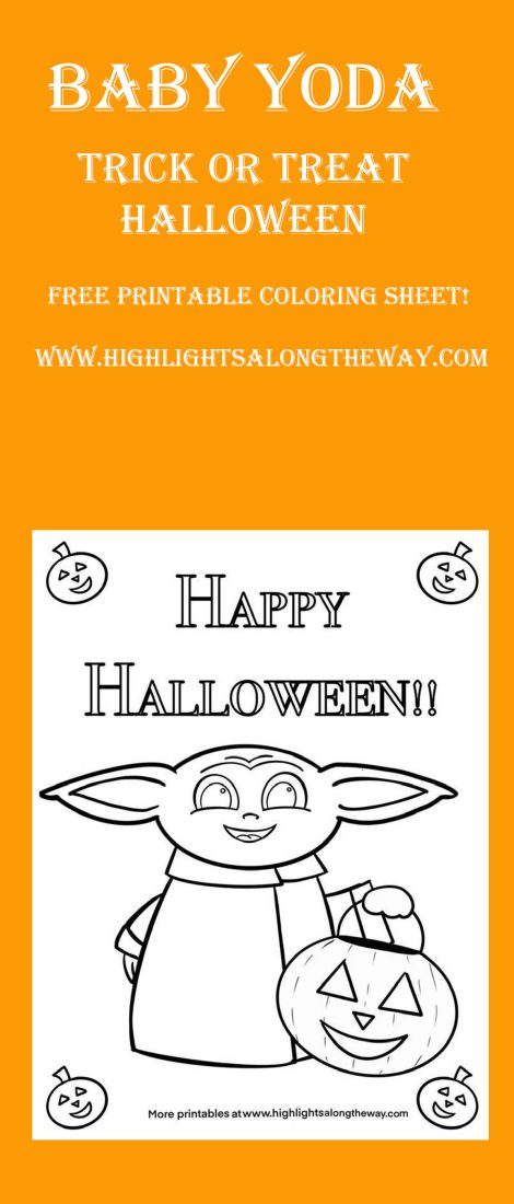 baby yoda halloween coloring sheet trick or treat